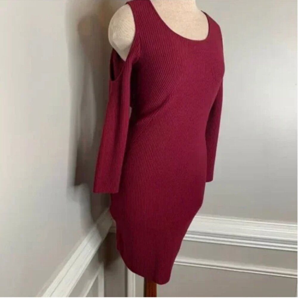 Rebecca Minkoff Josefina Women's Cold Shoulder Ribbed Bodycon Dress Size Medium - Picture 4 of 10